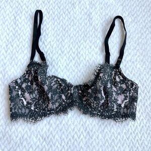 NWT Victoria's Secret Bra Very Sexy Unlined Demi 32C Black Lavender Eyelash Lace